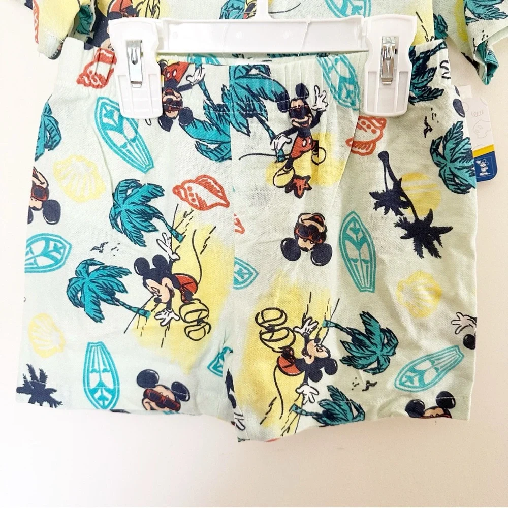 Disney Mickey Mouse linen blend button down shirt and short set